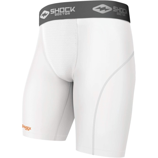 Short SHOCK DOCTOR de Compression Blanc pour coquille 220